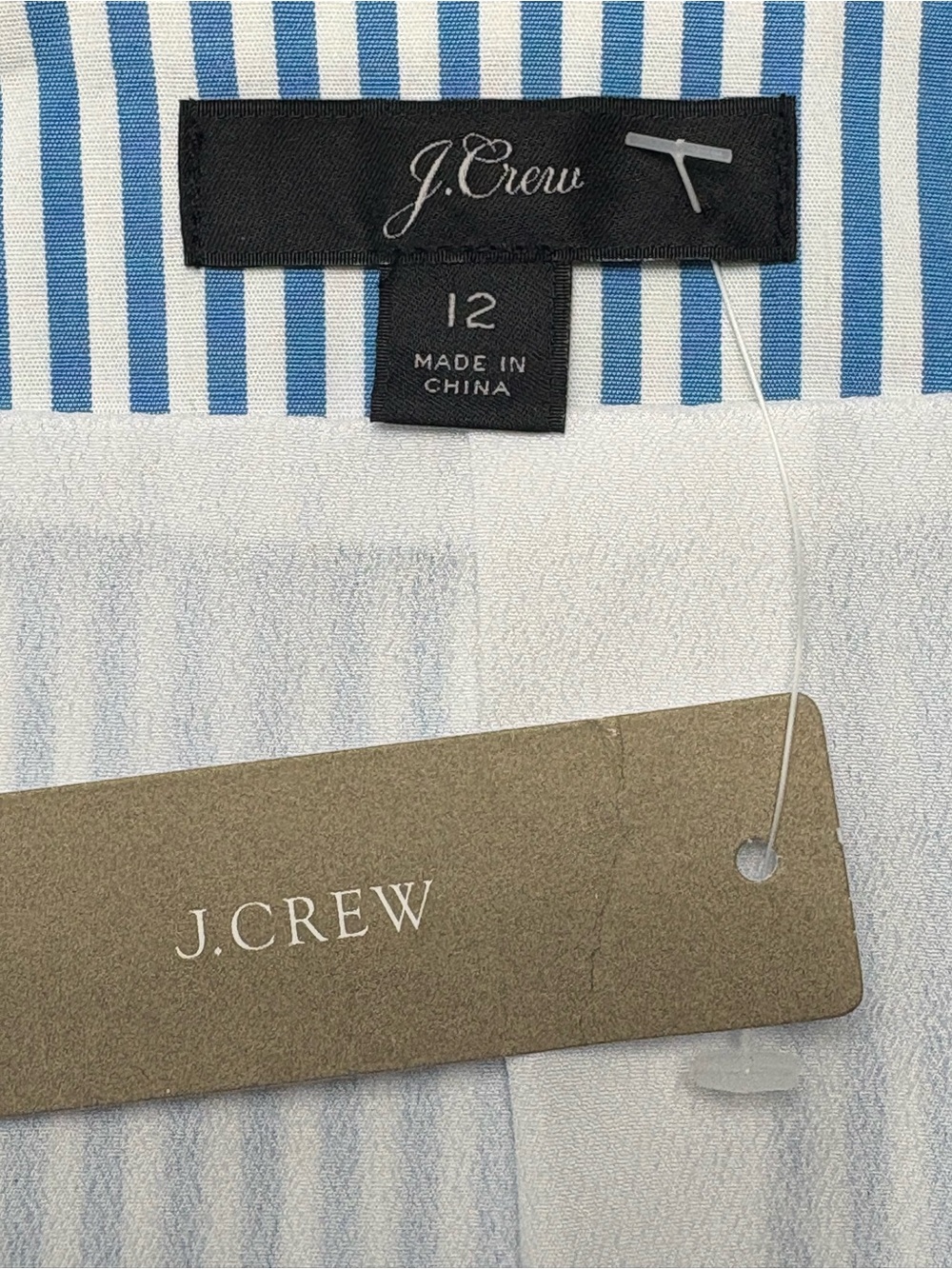 NWT J.Crew Blue White Striped Cotton Poplin Wrap Dress Size 12 K0691 - Picture 10 of 13